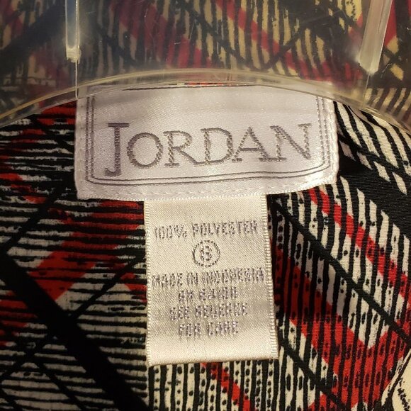 Ladies Vintage JORDAN Blouse in Cream w/Black & Red Abstract Graphic - S - Picture 4 of 4